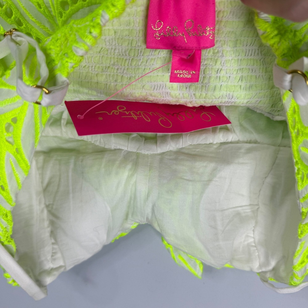 Lilly Pulitzer Briana Dress Womens 6 Pepino Green Mambo Eyelet Neon Mini NWT - Picture 5 of 11